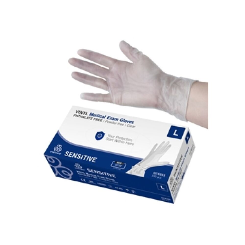 Tutkimuskäsineet Evercare Sensitive PF L vinyyli 1 x 100 kpl — FI1